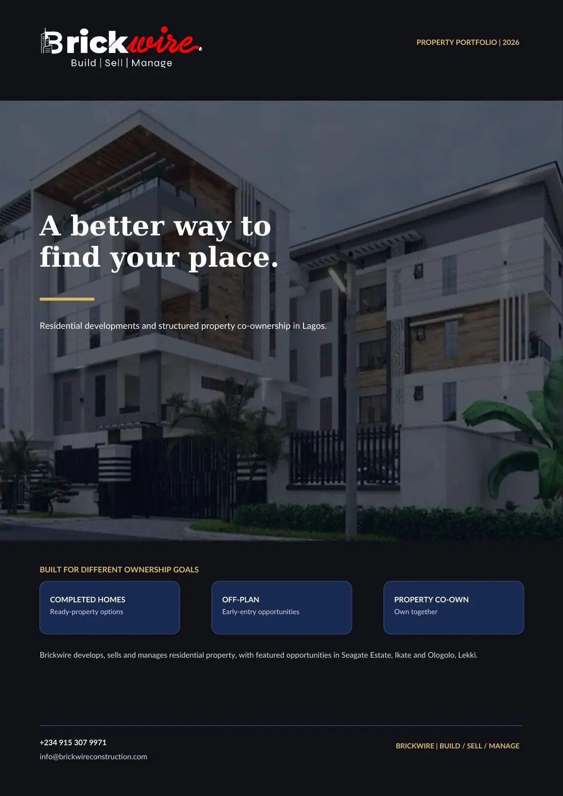 Brickwire Property Portfolio 2026 — A better way to find your place